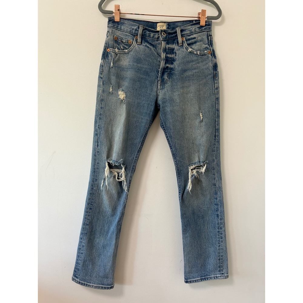 Vintage GAP Cone Denim High Rise Straight Distressed Jeans Blue 25 Regular 2017